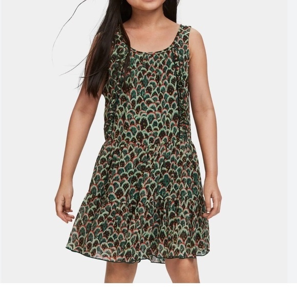 Scotch & Soda Girls Printed Dress Size 14 Chiffon Lightweight Ruffles - Picture 2 of 7
